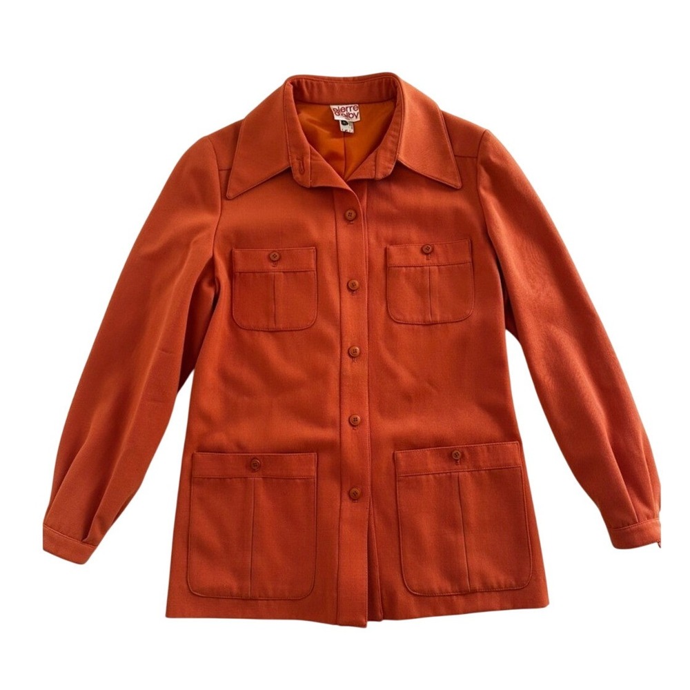 Pierre d'Alby Paris Vintage 70s Safari Jacket Burnt Orange Wool Blend Blazer